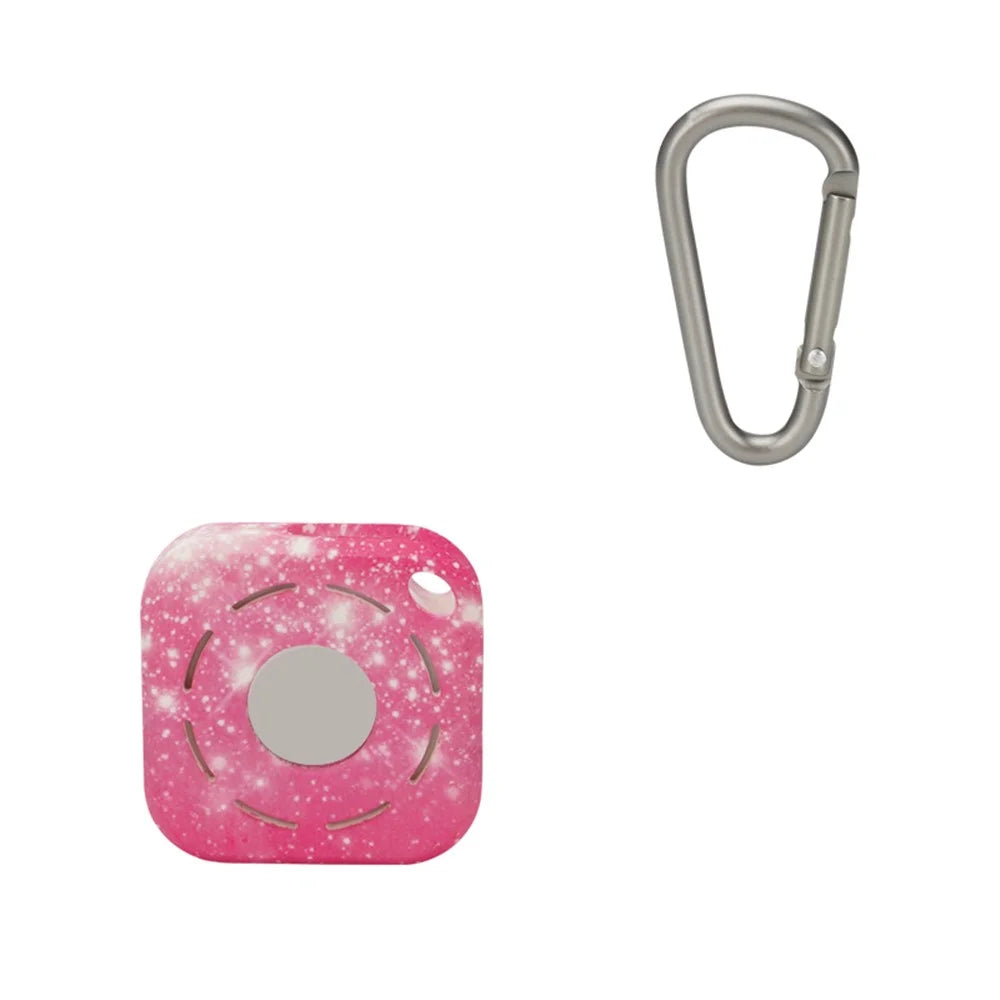 Silicone Case for Apple AirTag, Pattern Printing Locator Tracker Anti-scratch Cover Shell with Hanging Buckle - Pink/Starry Sky - 1