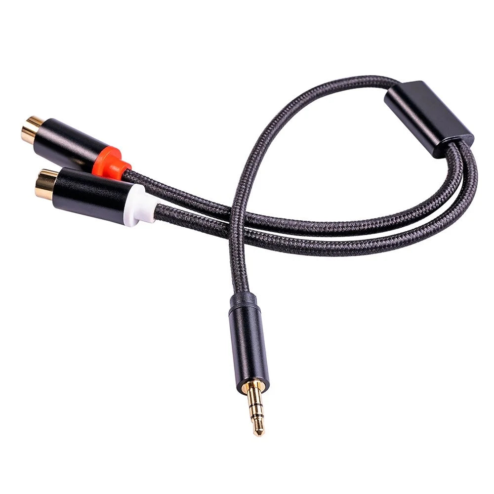 3687 3.5mm Male to 2 RCA Female Stereo Audio Cable AUX Adapter for Computer Speaker - 2