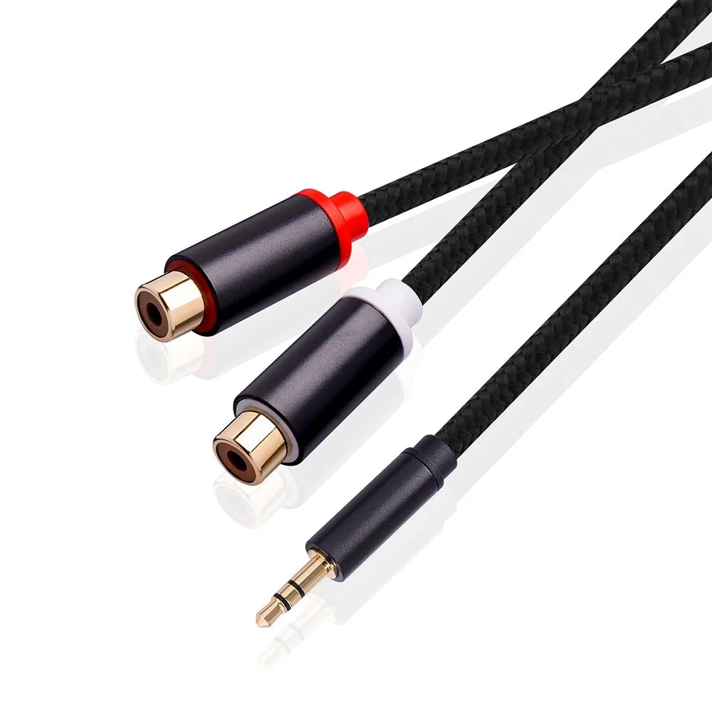 3687 3.5mm Male to 2 RCA Female Stereo Audio Cable AUX Adapter for Computer Speaker - 5