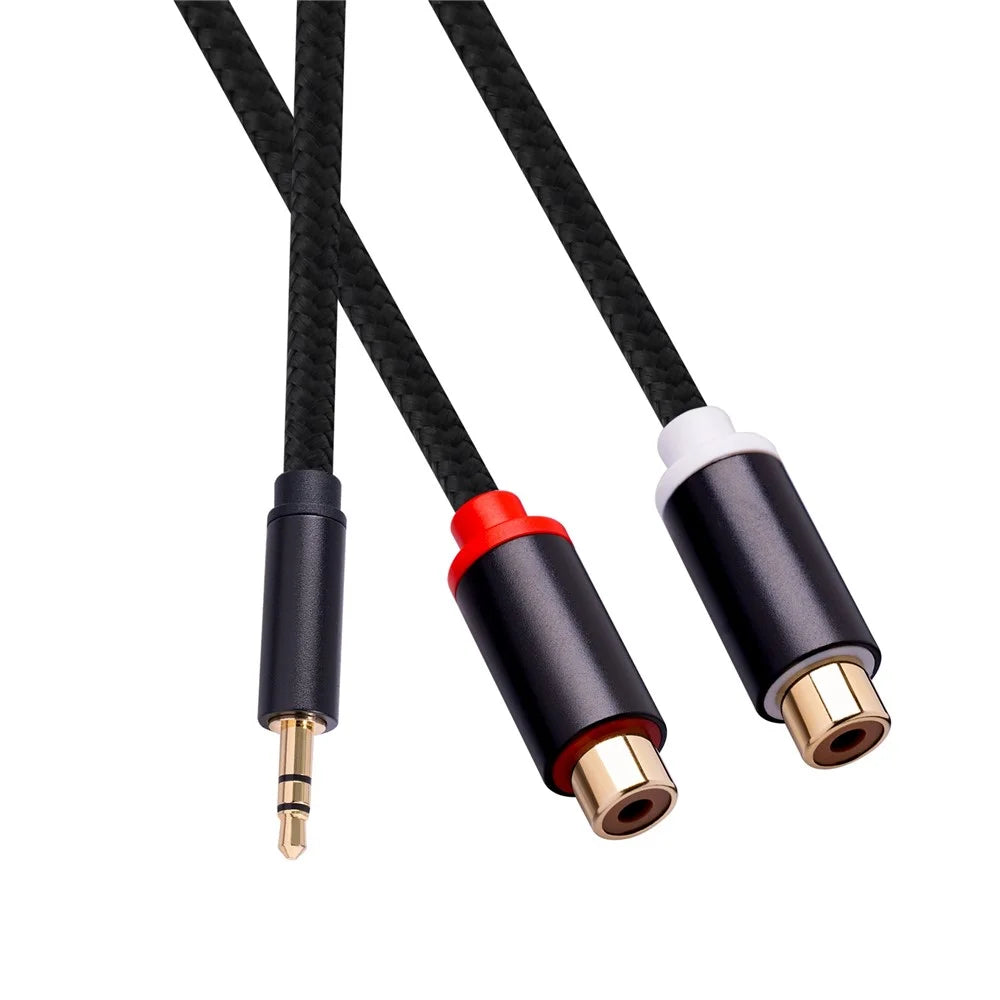 3687 3.5mm Male to 2 RCA Female Stereo Audio Cable AUX Adapter for Computer Speaker - 6