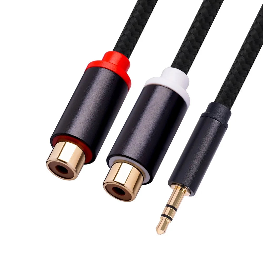 3687 3.5mm Male to 2 RCA Female Stereo Audio Cable AUX Adapter for Computer Speaker - 7