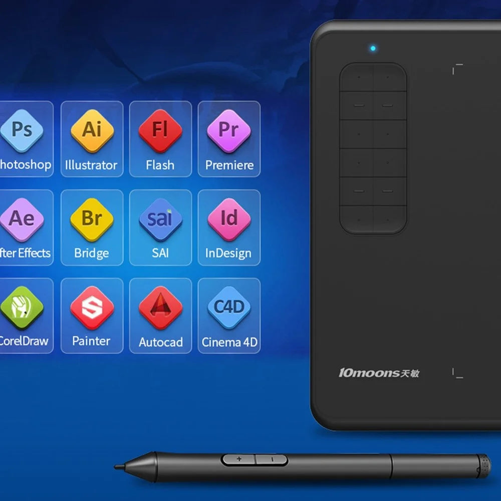 10MOONS G12 Graphics Drawing Tablet Portable Handwriting Board Support Mobile Phone Connection Compatible with Windows/Mac System - 6