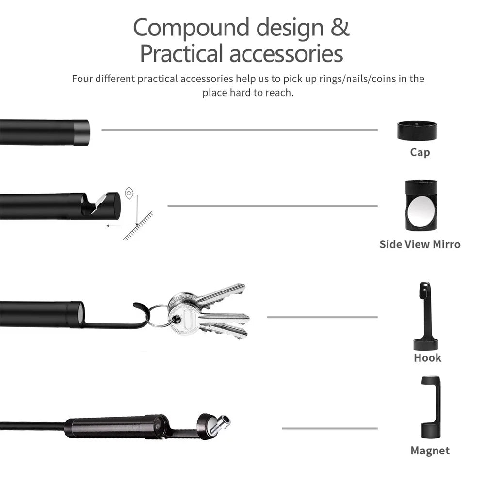 B315 7m Hard Wire 5.5mm Single Lens 4.3'' Screen 1080P Endoscope Inspection Camera with 8 LED Lights - 2