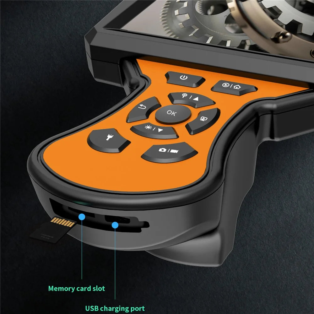 M50 Industrial Digital Borescope 15m / 49.2FT 5.0 inch 1080P 8mm IP67 Inspection Camera with 8 LED Lights - Orange - 5