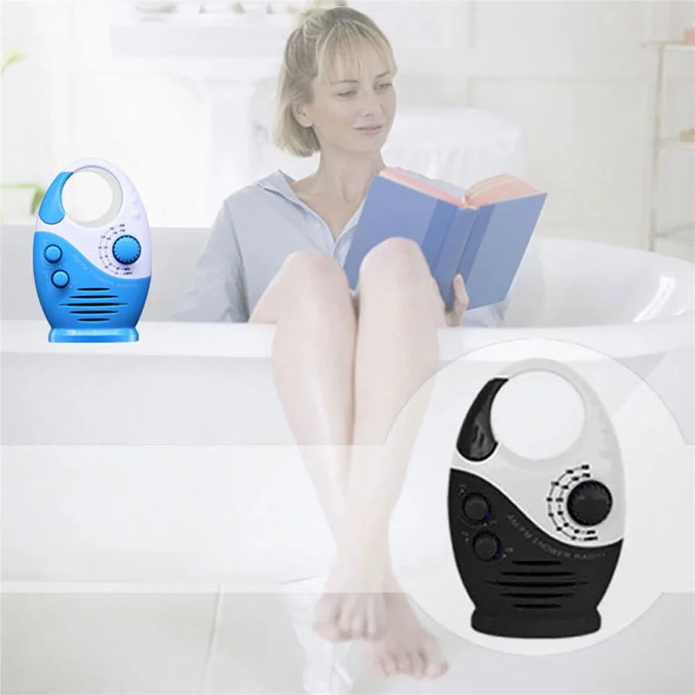 SY-950 Portable Shower Radio AM FM IPX4 Waterproof Battery Powered Speaker with Top Handle - Black - 5