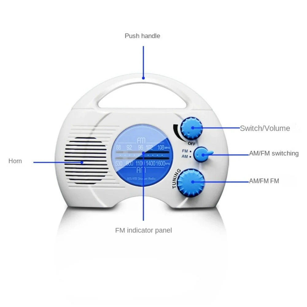 SY-910 Portable IPX4 Waterproof FM AM Radio Shower Hanging Radio Bathroom Splash-proof Speaker - 5