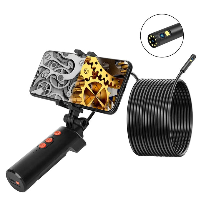 F280 2m Hard Wire 8mm Dual Lens WiFi Industrial Endoscope Dimmable 9-LED Hand-held Waterproof Sewer Pipe Inspection Camera - 1