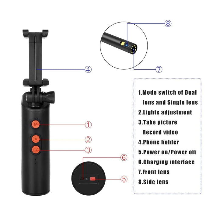 F280 10m Hard Wire 8mm Dual Lens Hand-Held WiFi Industrial Endoscope 9-LED Waterproof Pipe Inspection Camera - 5