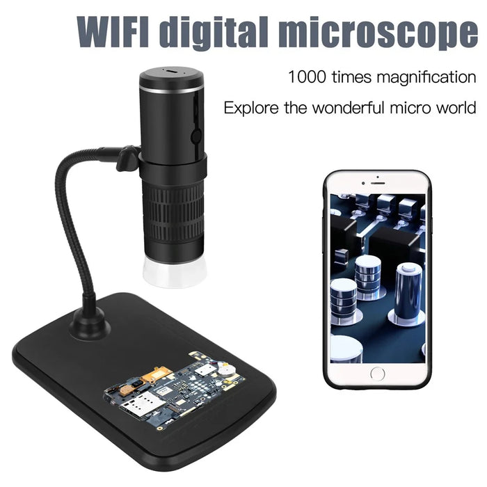 F210 WiFi Portable Digital Microscope 50-1000X Magnification Mini Wireless Microscope with Holder / Base for Beauty Therapy, Circuit Soldering - 2