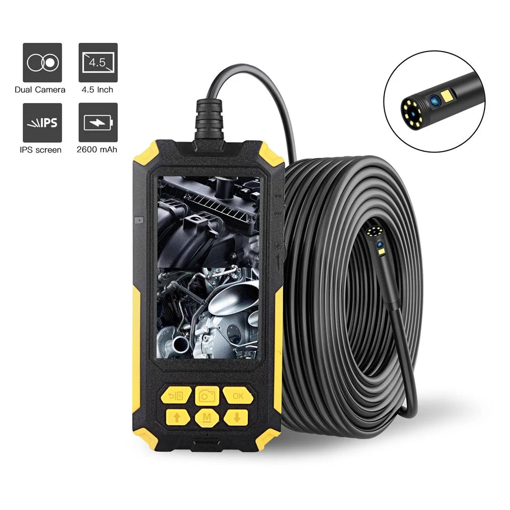 P50 5.5mm Dual Lens Industrial Endoscope IP68 Waterproof 4.5 Inch IPS Inspection Camera with LED Light and 5m Rigid Cable - 2