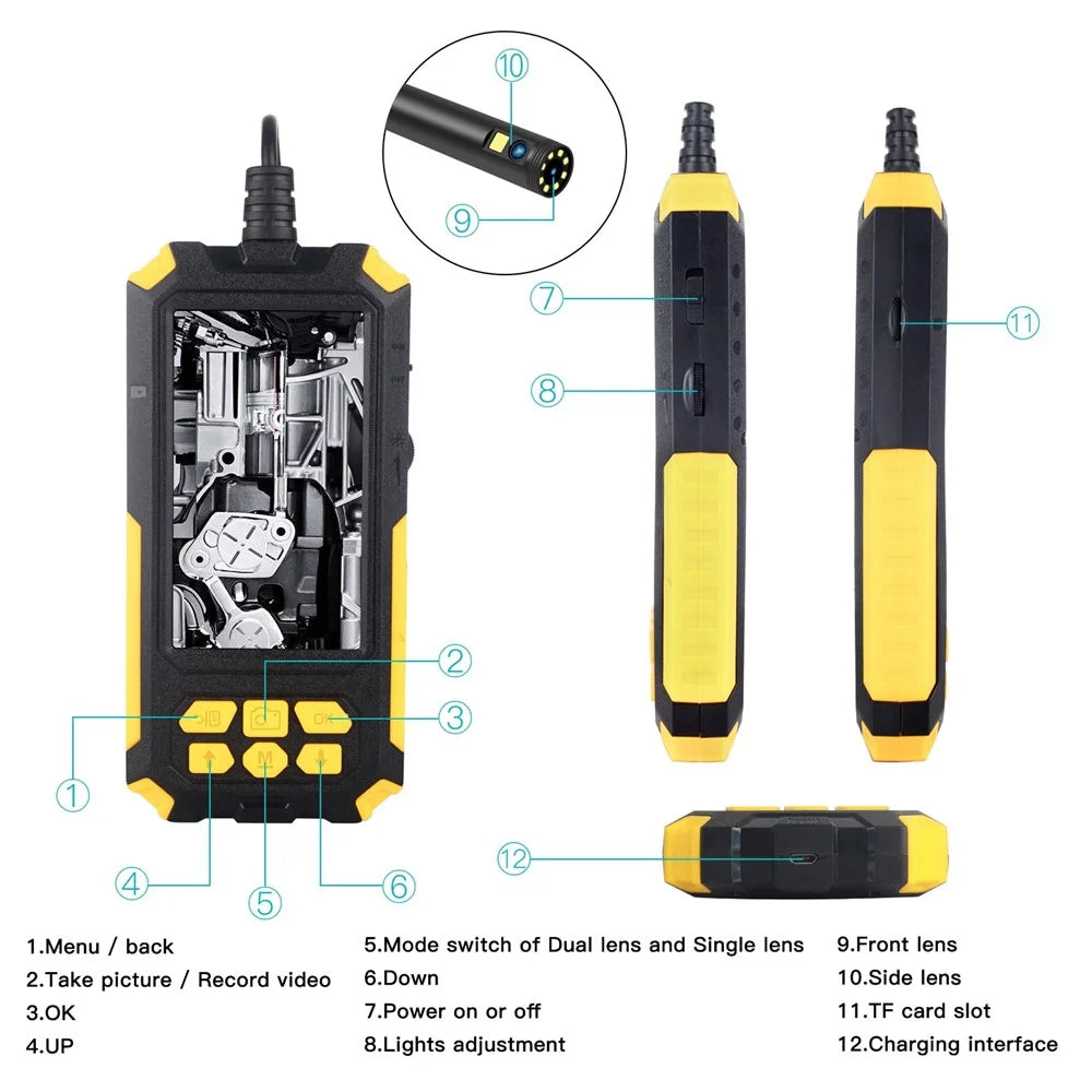 P50 4.5-inch Screen Industrial Smart Phone Endoscope with 8mm / 10m Hard Wire IP68 Waterproof Borescope Scope Camera Dual Lends Inspection Camera - 6