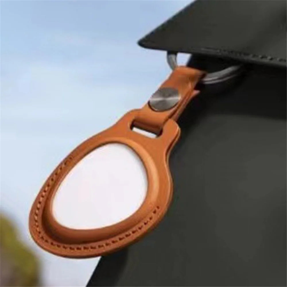 For HUAWEI Tag Bluetooth-compatible Tracker PU Leather Protective Case Anti-lost Cover with Keyring - Brown - 2