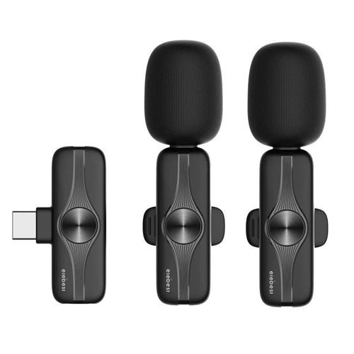ELEBEST M3Pro 2.4GHz Wireless Lavalier Microphone Type-C Device Mini Size Noise Reduction Recording Mic (2 Mics+1 Receiver) - 1