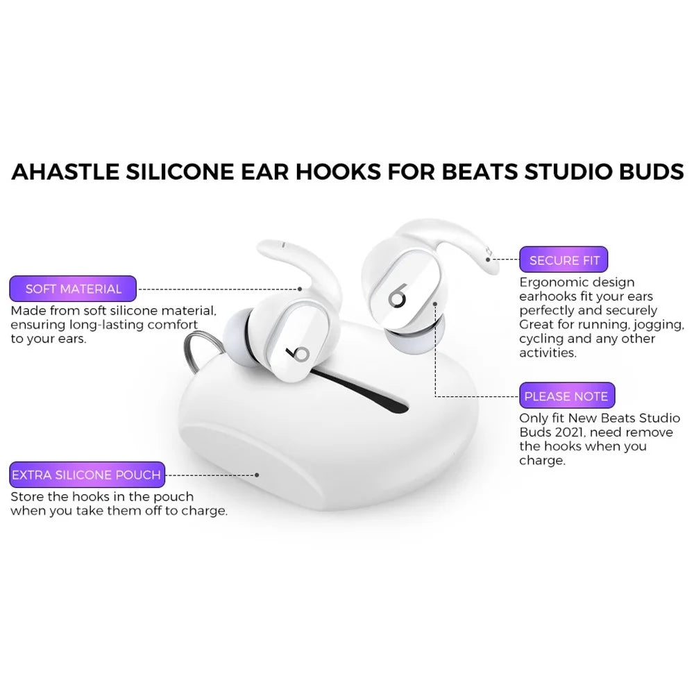 AHASTYLE PT172 1 Pair Silicone Earphone Cap for Beats Studio Buds, Soft Comfortable Ear Tips Replacement - Black - 2