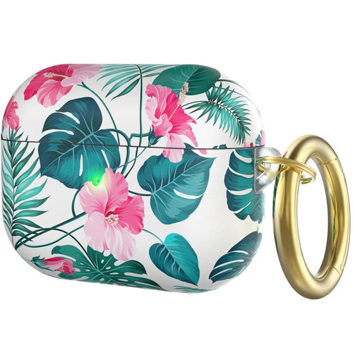 AHASTYLE PT142 For Apple AirPods Pro Shockpro of Case Pattern Printed TPU Cover Anti-Lost Earbuds Case with Buckle - Orchid - 1