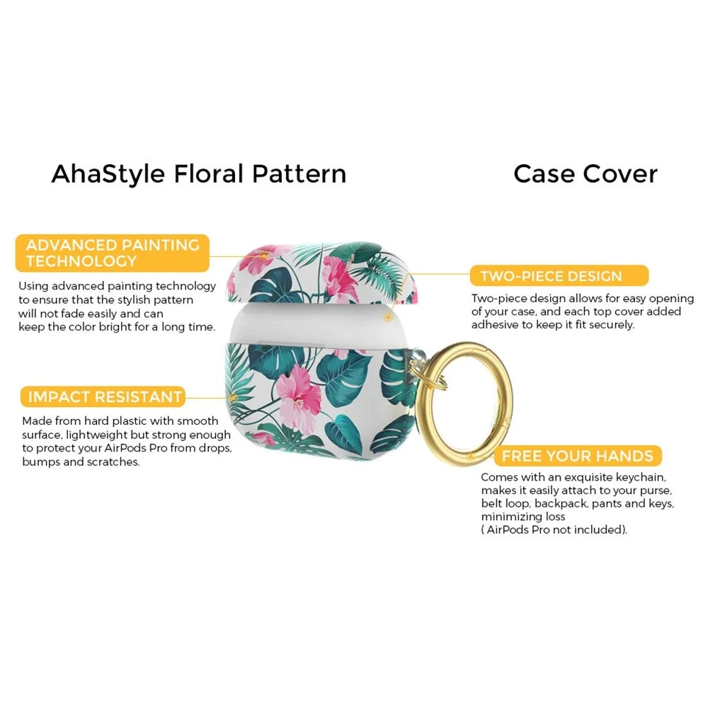 AHASTYLE PT142 For Apple AirPods Pro Shockpro of Case Pattern Printed TPU Cover Anti-Lost Earbuds Case with Buckle - Orchid - 2
