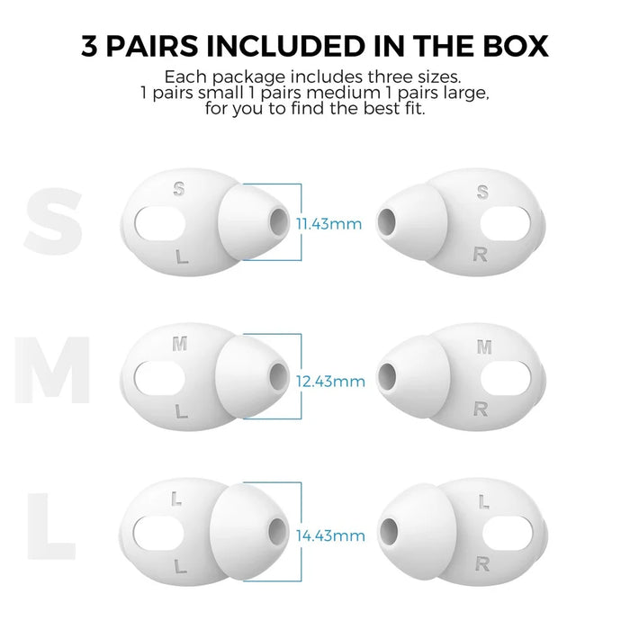 AHASTYLE PT66-3 3 Pairs Earphone Silicone Caps for Apple AirPods 3, Wireless Earbud Eartips Replacement, Size: M - Black - 6