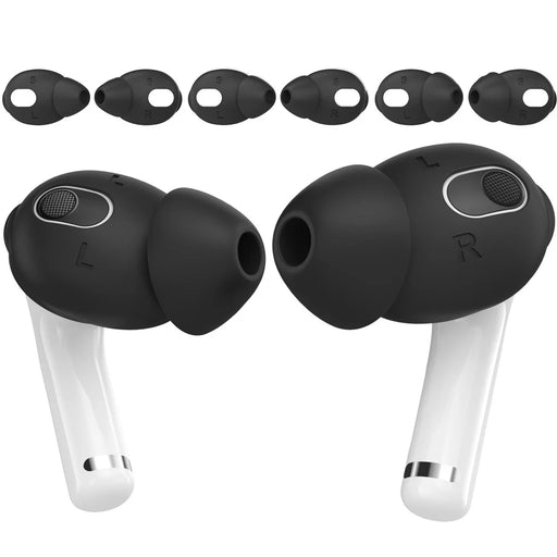 AHASTYLE PT66-3 3 Pairs Silicone Earphone Cap for AirPods 3, Soft Comfortable Ear Tips Replacement, Size: S - Black - 1