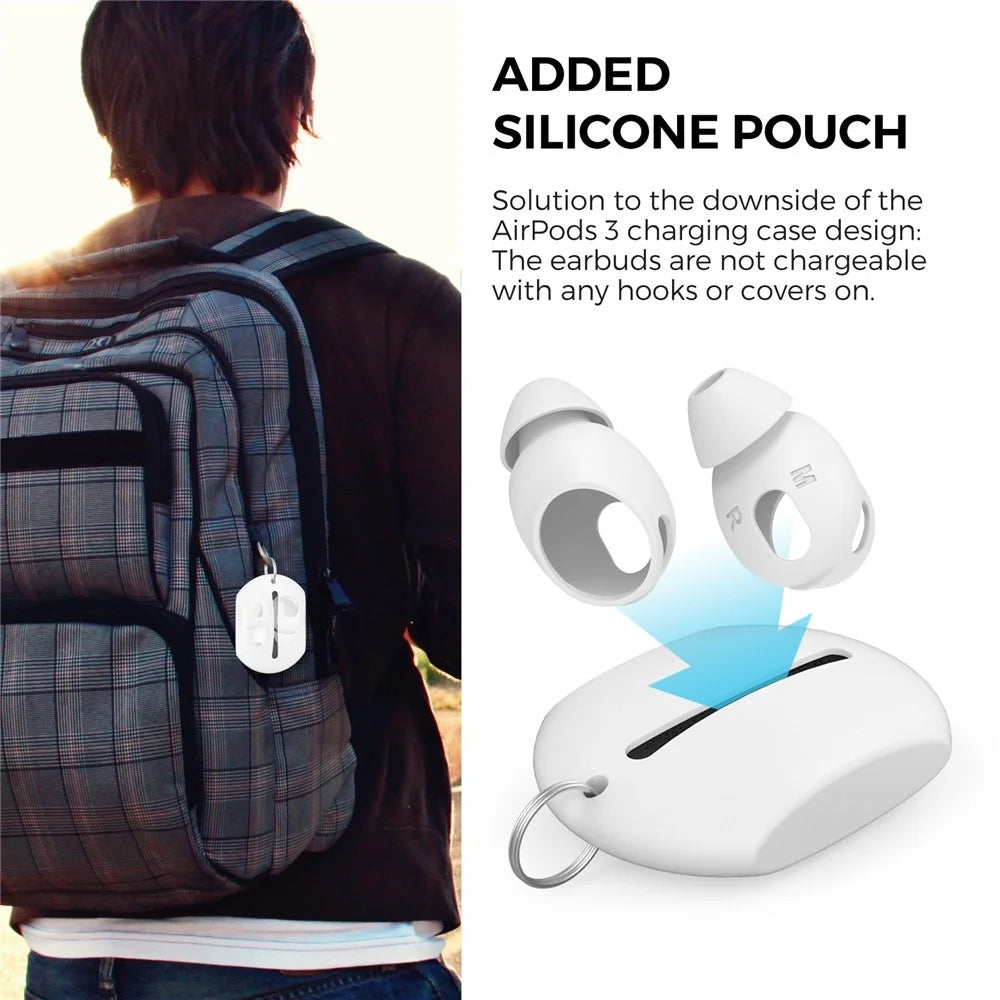 AHASTYLE PT66-3 3 Pairs Earphone Cap for Apple AirPods 3, Silicone Earphone Silicone Cover Cap Eartip, Size: S+M+L - White - 5