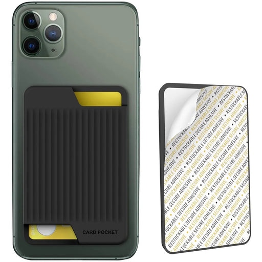 AHASTYLE PT169 Adhesive Card Sleeve Universal Phone Stick On Silicone Credit Card Holder Pocket - Black - 1