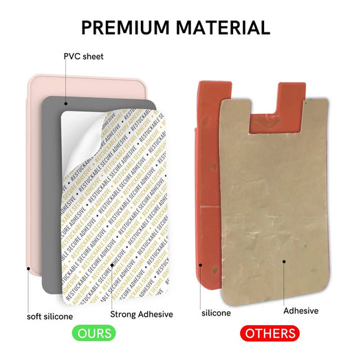 AHASTYLE PT169 Adhesive Card Sleeve Universal Phone Stick On Silicone Credit Card Holder Pocket - Black - 2
