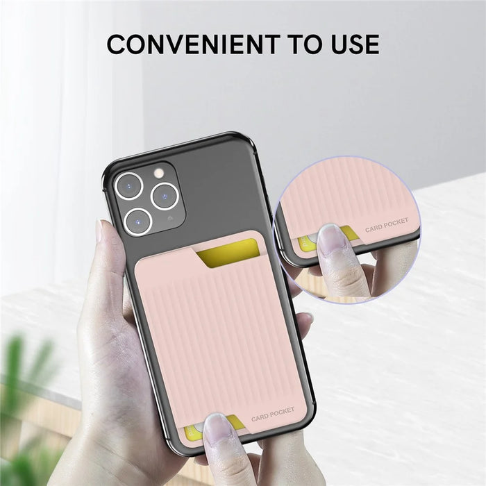 AHASTYLE PT169 Adhesive Card Sleeve Universal Phone Stick On Silicone Credit Card Holder Pocket - Black - 5