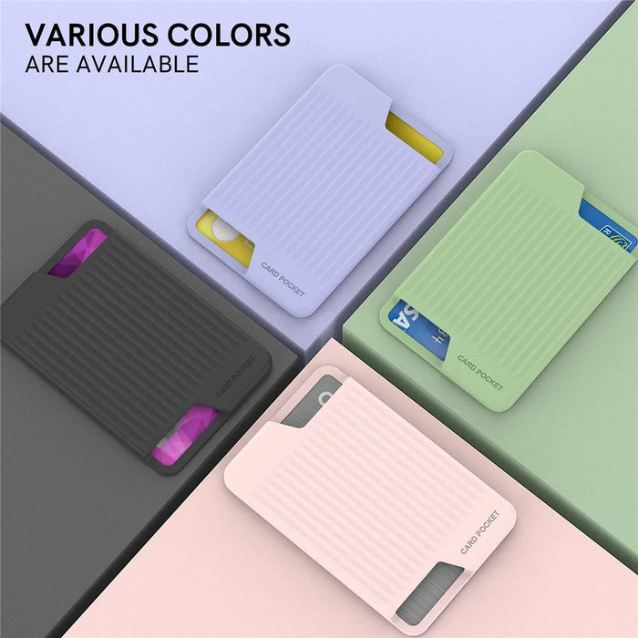 AHASTYLE PT169 Adhesive Card Sleeve Universal Phone Stick On Silicone Credit Card Holder Pocket - Black - 7