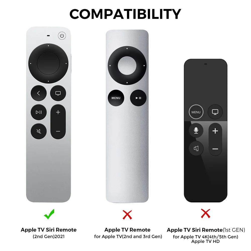 AHASTYLE PT167 for Apple TV Remote Silicone Protective Shell Anti-drop Case Cover with Lanyard - Black - 2