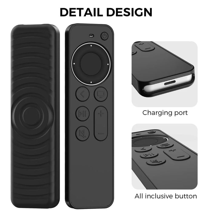 AHASTYLE PT167 for Apple TV Remote Silicone Protective Shell Anti-drop Case Cover with Lanyard - Black - 3