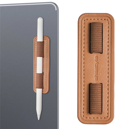 AHASTYLE PT184 For Apple Pencil Adhesive PU Leather Stylus Pen Holder Elastic Band Design Pen Fixing Sleeve - Brown - 1