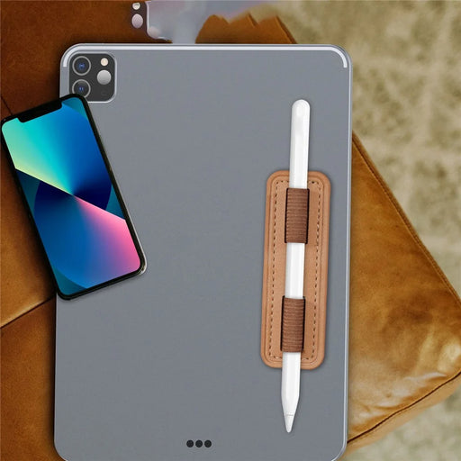 AHASTYLE PT184 For Apple Pencil Adhesive PU Leather Stylus Pen Holder Elastic Band Design Pen Fixing Sleeve - Brown - 2