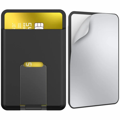 AHASTYLE PT133-H Adhesive Credit ID Card Holder Stick-On Mobile Phone Back Pocket Stand Bracket - Black - 1