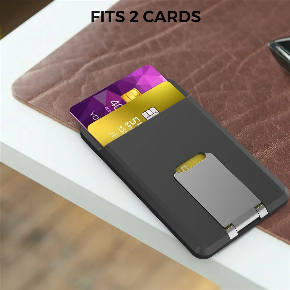 AHASTYLE PT133-H Adhesive Credit ID Card Holder Stick-On Mobile Phone Back Pocket Stand Bracket - Black - 4