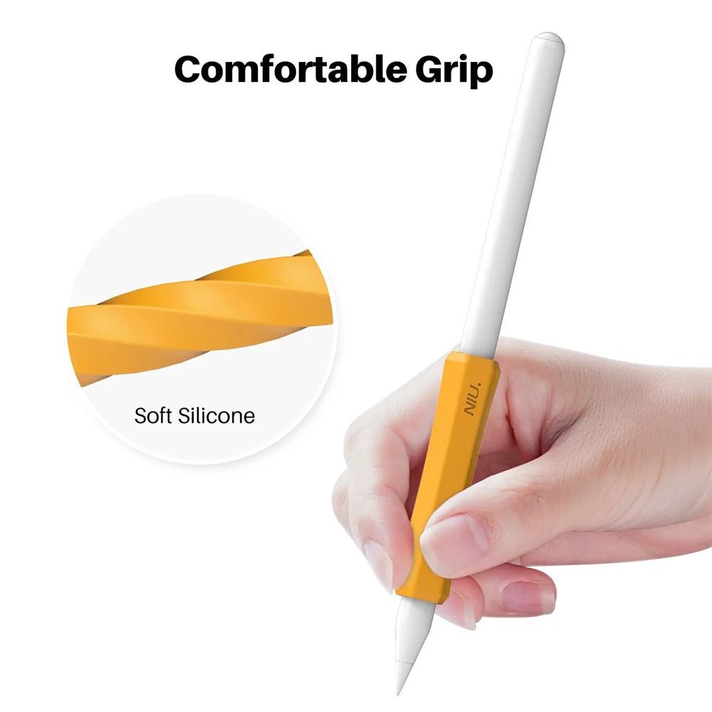 AHASTYLE PT-LC03 For Apple Pencil (1st Generation) / (2nd Generation) Pen Grip Non-Slip Protective Sleeve Silicone Stylus Pen Grip Cover - Yellow - 4