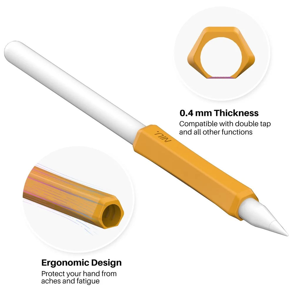 AHASTYLE PT-LC03 For Apple Pencil (1st Generation) / (2nd Generation) Pen Grip Non-Slip Protective Sleeve Silicone Stylus Pen Grip Cover - Yellow - 5