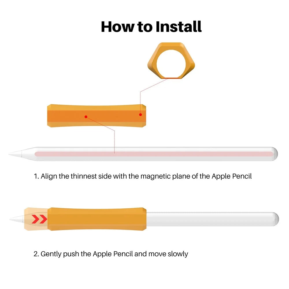 AHASTYLE PT-LC03 For Apple Pencil (1st Generation) / (2nd Generation) Pen Grip Non-Slip Protective Sleeve Silicone Stylus Pen Grip Cover - Yellow - 6