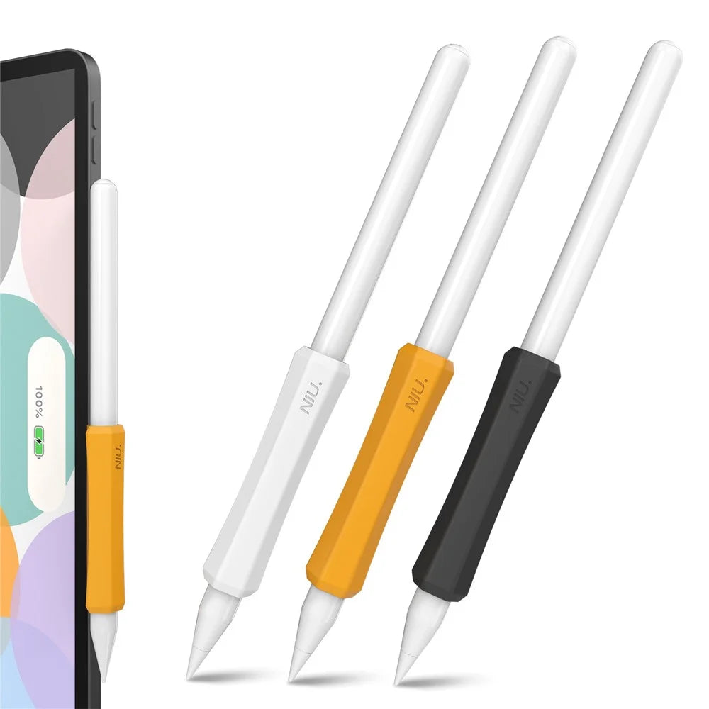 AHASTYLE PT-LC03 For Apple Pencil (1st Generation) / (2nd Generation) Pen Grip Non-Slip Protective Sleeve Silicone Stylus Pen Grip Cover - Yellow - 7
