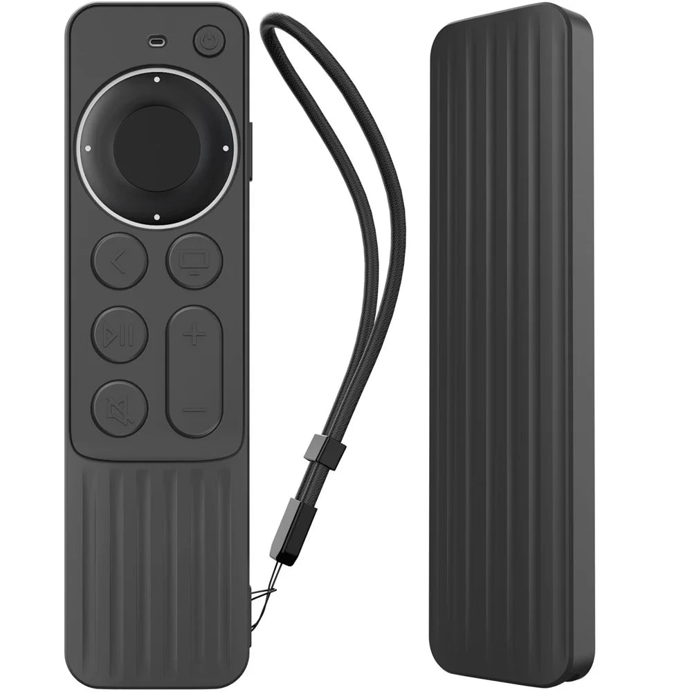 AHASTYLE PT166 Silicone Remote Protective Shell for Apple TV 4K Siri Remote 2021 Shockproof Soft Case Cover - Black - 1