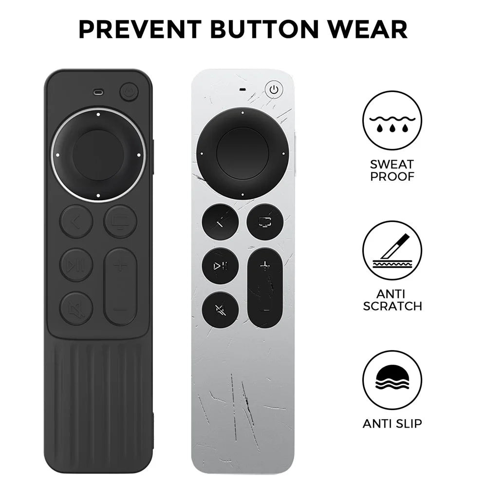 AHASTYLE PT166 Silicone Remote Protective Shell for Apple TV 4K Siri Remote 2021 Shockproof Soft Case Cover - Black - 7
