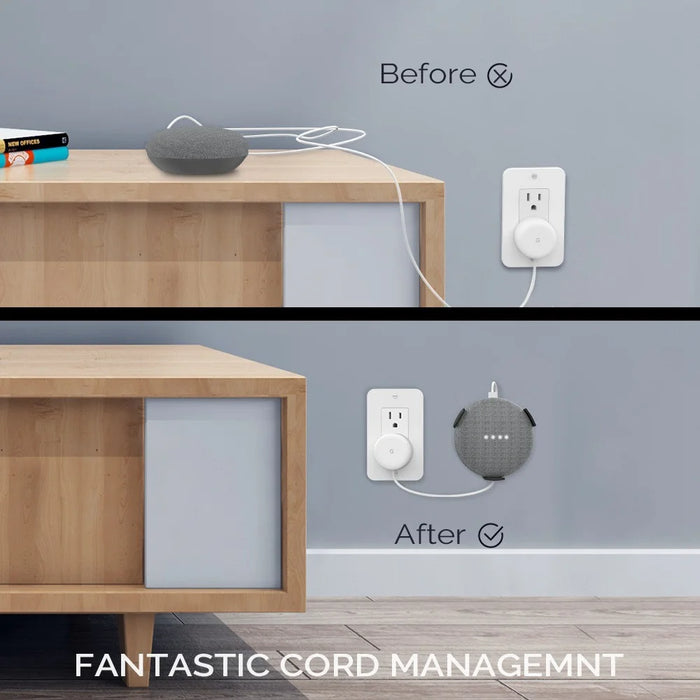 AHASTYLE PT62-G for Google Home Mini Wall Mount Bracket Holder Smart Speaker Cord Management Storage Hanger - Black - 5
