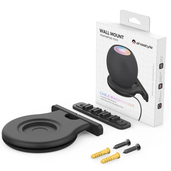 AHASTYLE PT149 For Apple HomePod Mini Smart Speaker Wall Mount Holder Bracket Hanger - Black - 1