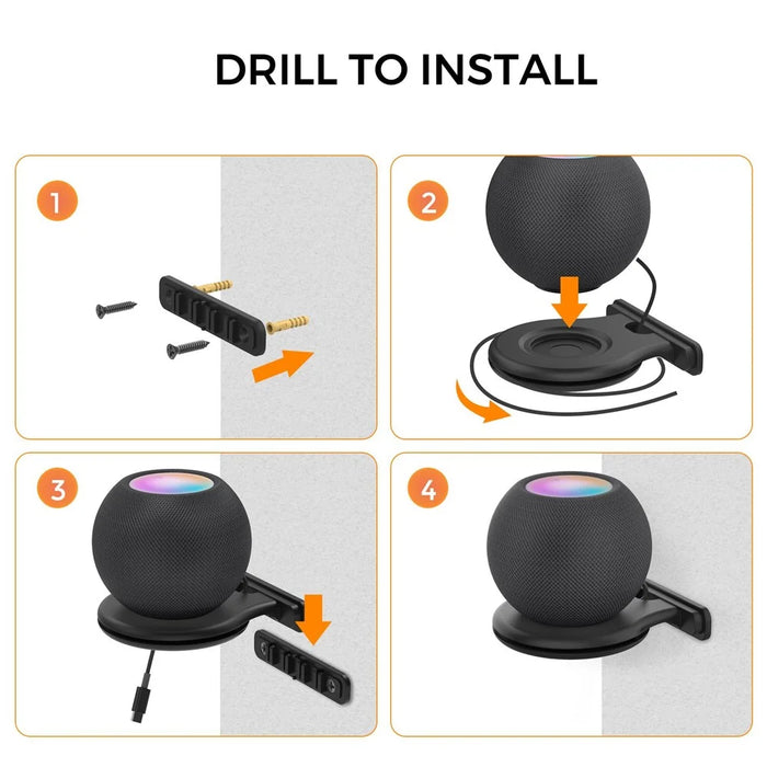 AHASTYLE PT149 For Apple HomePod Mini Smart Speaker Wall Mount Holder Bracket Hanger - Black - 4