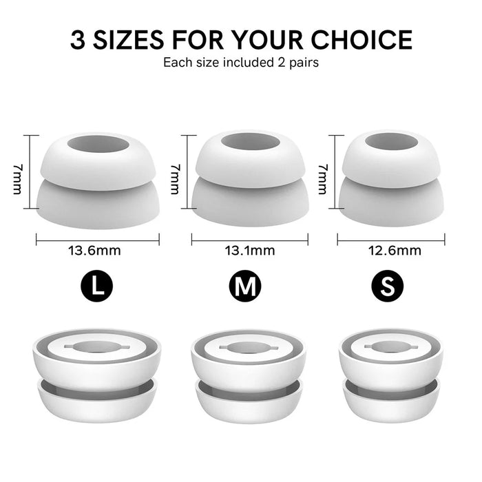AHASTYLE PT168 3 Pairs Earphone Cap for Samsung Galaxy Buds Pro, Earbud Silicone Cover Eartips Replacement, Size: S+M+L - White - 5
