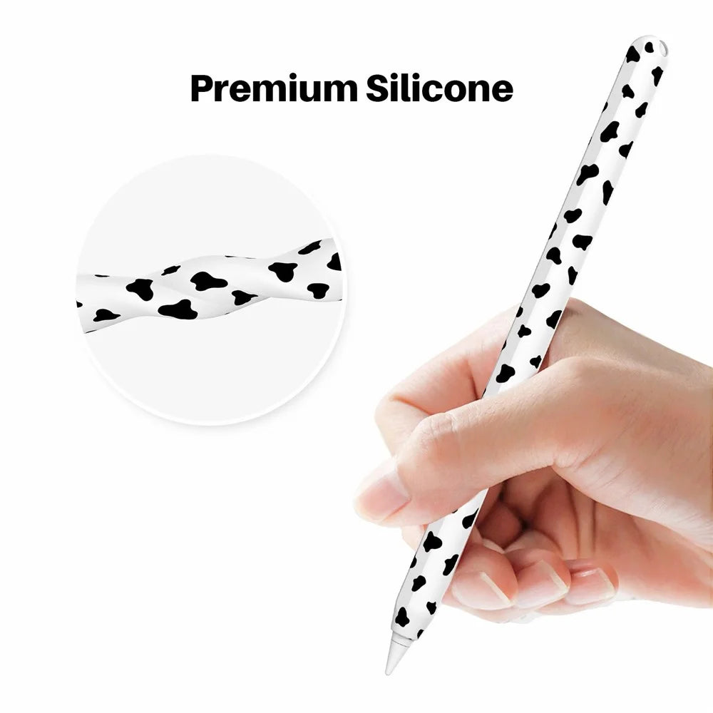 AHASTYLE PT65CW For Apple Pencil (2nd Generation) Cute Cow Pattern Stylus Pen Cover Silicone Anti-drop Protective Sleeve - Purple - 4