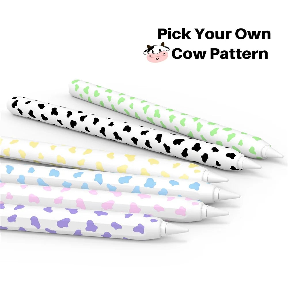 AHASTYLE PT65CW For Apple Pencil (2nd Generation) Cute Cow Pattern Stylus Pen Cover Silicone Anti-drop Protective Sleeve - Purple - 5