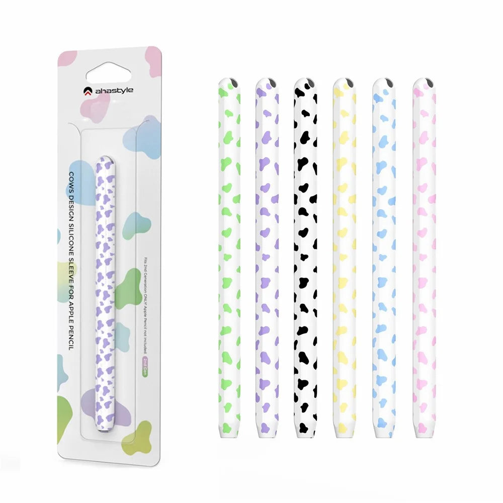 AHASTYLE PT65CW For Apple Pencil (2nd Generation) Cute Cow Pattern Stylus Pen Cover Silicone Anti-drop Protective Sleeve - Purple - 6