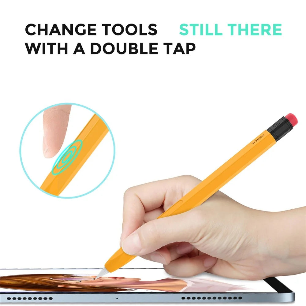 AHASTYLE PT180-2 For Apple Pencil (2nd Generation) Hexagon Design Anti-slip Stylus Pen Cover Silicone Protective Sleeve - Yellow - 3