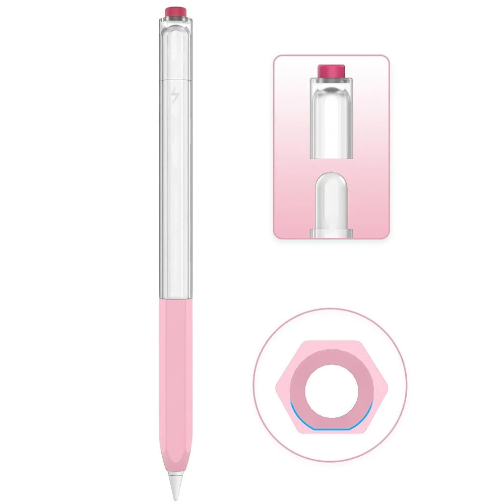 AHASTYLE PT-LC05 For Apple Pencil (2nd Generation) Jelly Style Translucent Stylus Pen Cover Silicone Anti-drop Anti-skid Protective Sleeve - Pink - 1