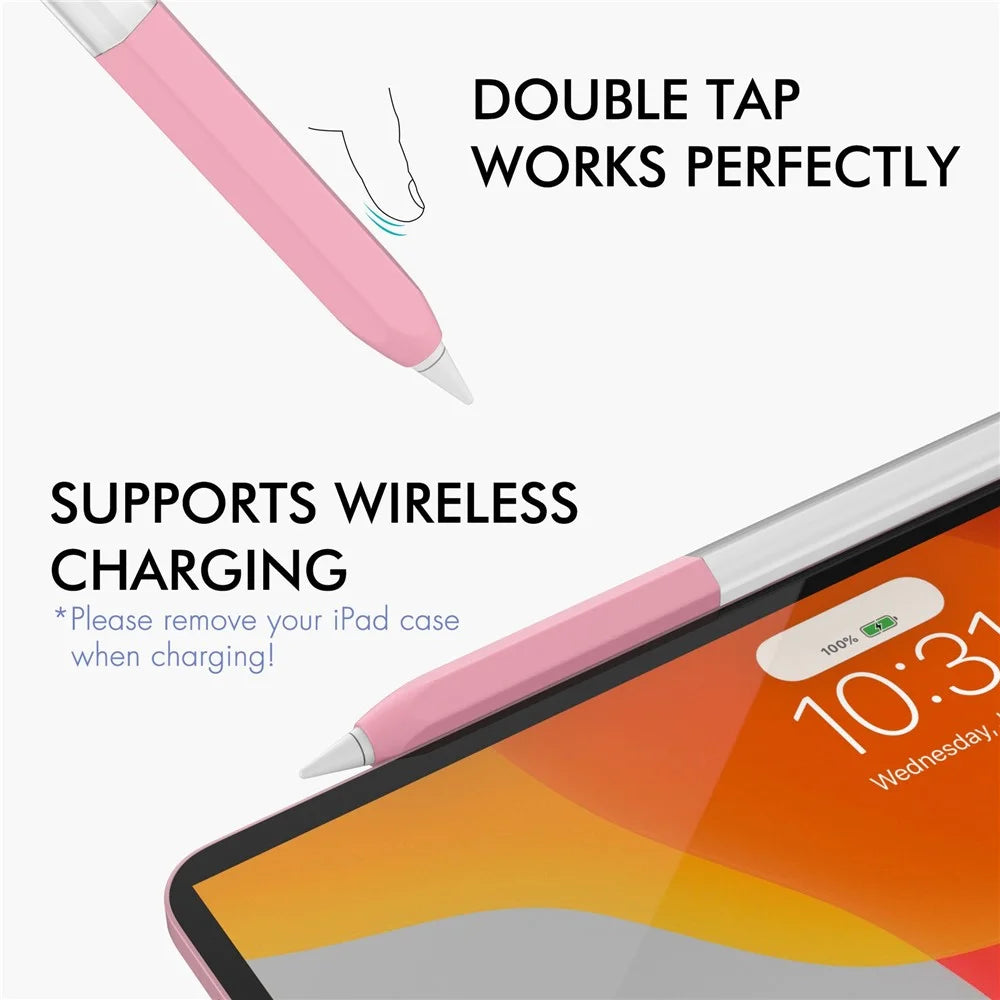 AHASTYLE PT-LC05 For Apple Pencil (2nd Generation) Jelly Style Translucent Stylus Pen Cover Silicone Anti-drop Anti-skid Protective Sleeve - Pink - 2