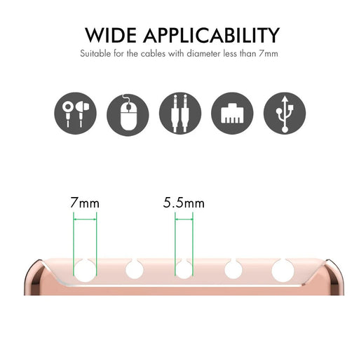 AHASTYLE PT125 Aluminum Alloy + Silicone Cord Organizer Home Office Desk 5-Slot Charging Cable Holder - Pink - 2
